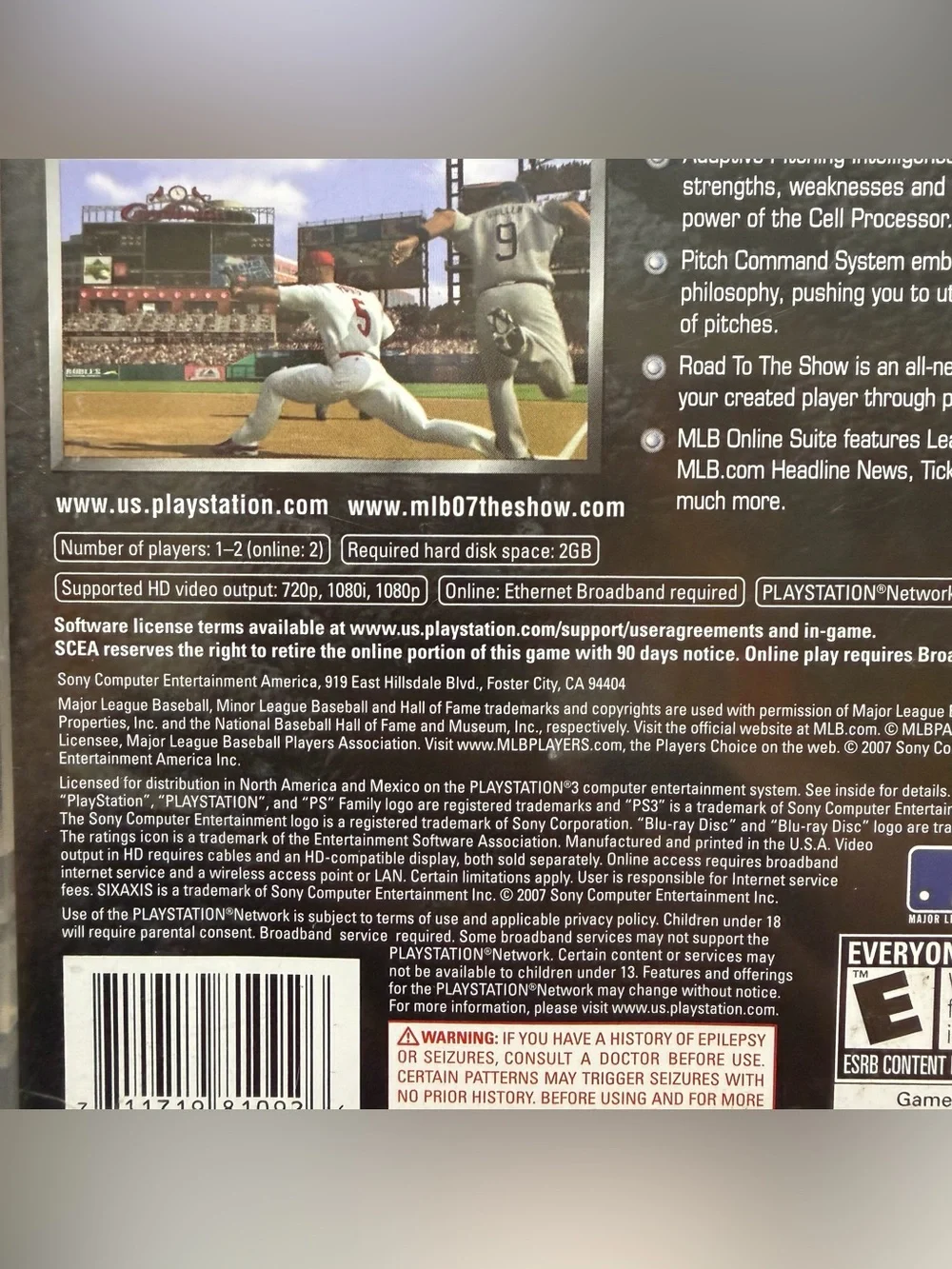 Sony MLB 07 The Show PS3 PlayStation 3